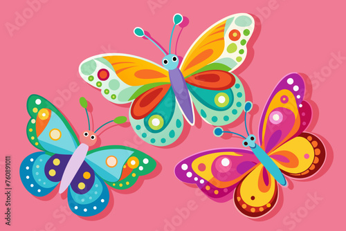  butterfly stickers for kids  vector art illustration