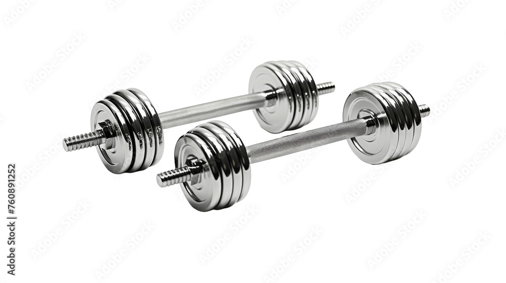 Fototapeta premium Two dumbbells balanced on top of each other