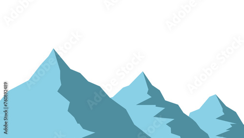 vector background design, a beautiful landscape in flat design, high mountains dominated by blue