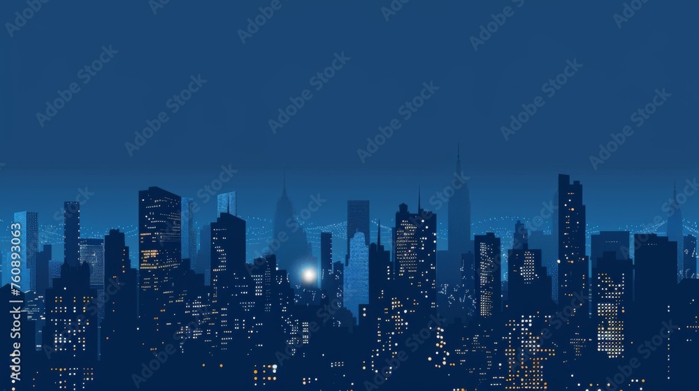Fototapeta premium A stunning nighttime cityscape showcasing the vibrant lights of a bustling city contrasted by the dark, star-filled sky above.