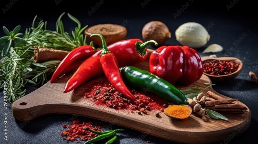 Pepper. Photo of fresh spices. Assortment of fresh and dried peppers, seasonings and herbs on a marble background. Pepper. Photo of fresh spices. Assortment of fresh and dried peppers, seasonings and herbs on a marble background.