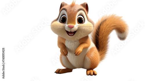 A cartoon squirrel with a wide smile on its face