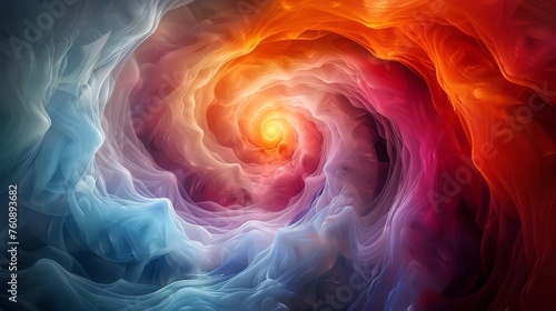 Orange and Blue Swirl Painting