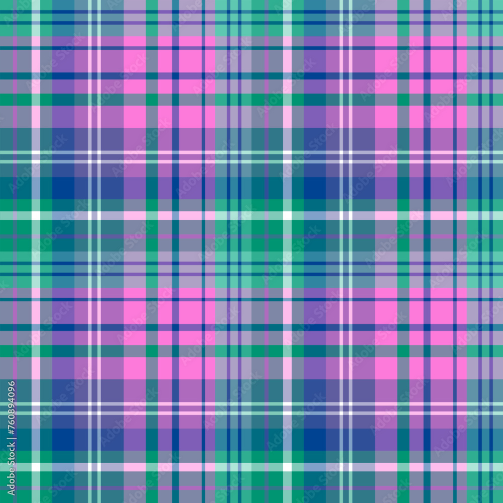 Seamless pattern in comfortable green, dark blue and pink colors for plaid, fabric, textile, clothes, tablecloth and other things. Vector image.