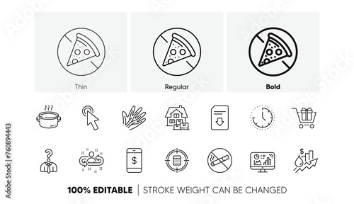 Hiring employees, Calculator target and Veins line icons. Pack of Time, Shopping cart, Recruitment icon. Cursor, Saucepan, Rise price pictogram. No smoking, Download file, Home moving. Vector