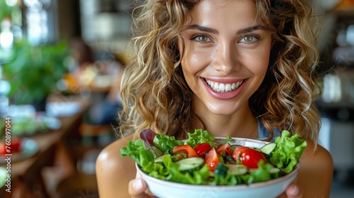 Woman Sitting at Table With Plate of Food