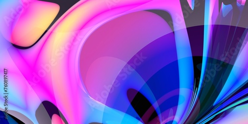 Abstract 3d render, iridescent background design, colorful illustration © VAlex
