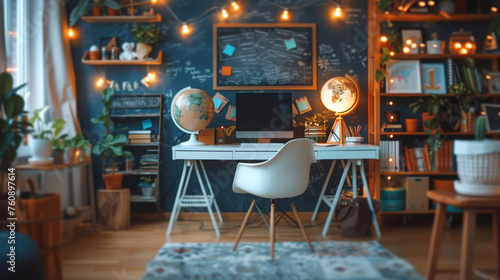 Office Room With Desk and Chair