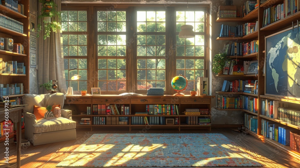 Room Filled With Books and Furniture Room Filled With Books and Furniture