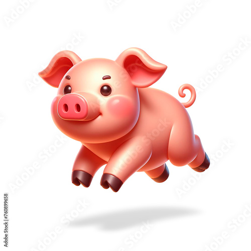 Pig 3D animal illustration.