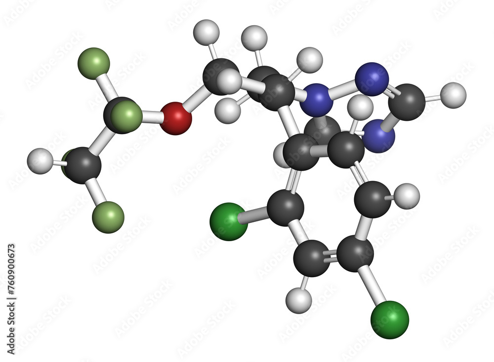 Tetraconazole fungicide molecule. Tetraconazole fungicide molecule.