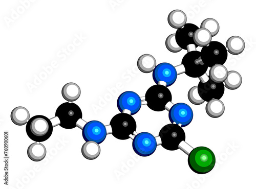 Terbuthylazine herbicide molecule.