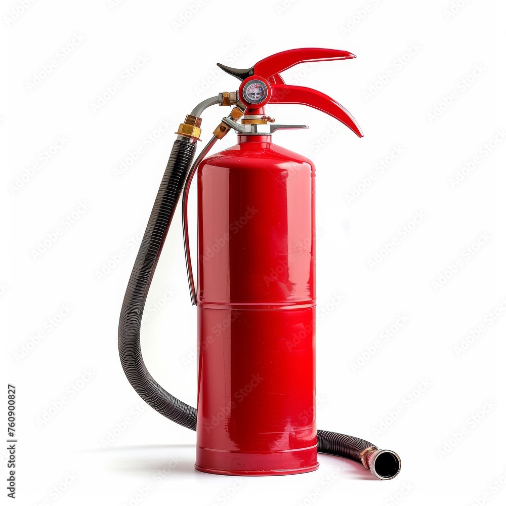 Obraz premium red fire extinguisher on white background