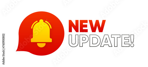 New Update banner. Modern banner new update with bell. Notification bell concept. Vector Illustration.
