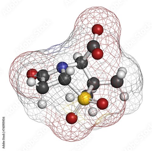 Sulbactam drug molecule. photo