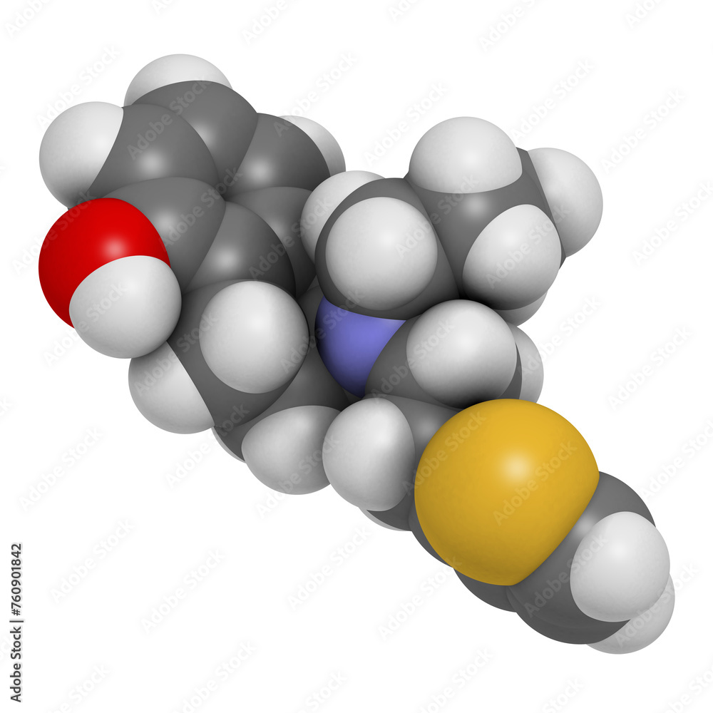 Rotigotine drug molecule. Rotigotine drug molecule.