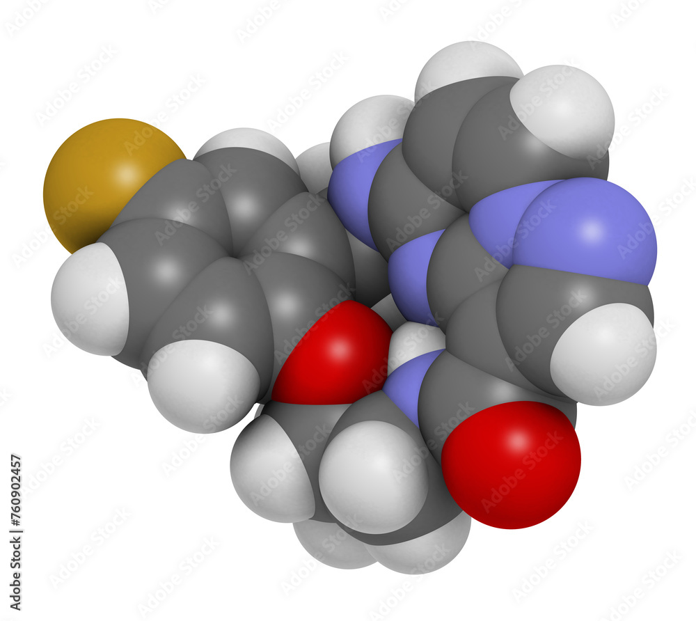 Repotrectinib cancer drug molecule. Repotrectinib cancer drug molecule.