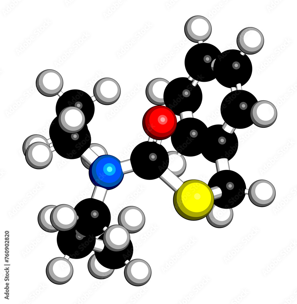 Prosulfocarb herbicide molecule. Prosulfocarb herbicide molecule.