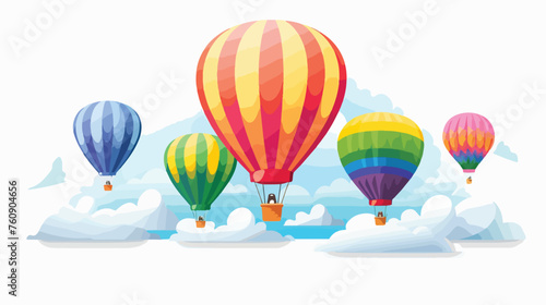 Colorful hot air balloons floating in the sky. flat