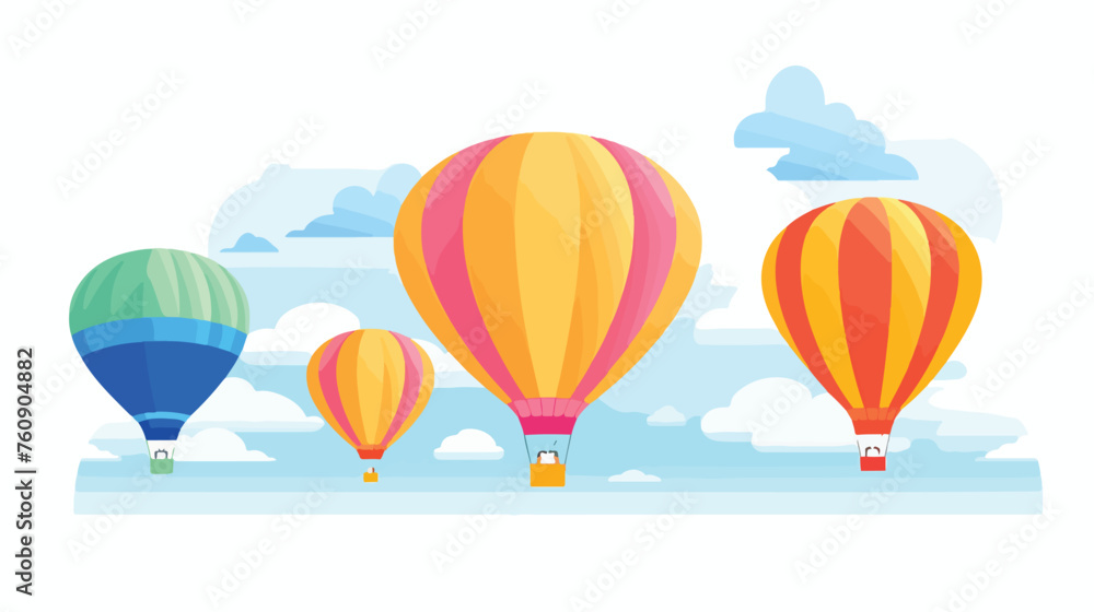 Colorful hot air balloons floating in the sky. flat