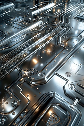 Futuristic Metallic Circuit Board High-Tech Background