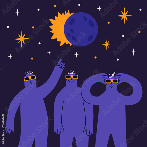 People look at solar eclipse
