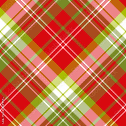 Seamless pattern in comfortable festive red and green colors for plaid, fabric, textile, clothes, tablecloth and other things. Vector image. 2