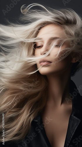 Woman With Blonde Hair Blowing in Wind