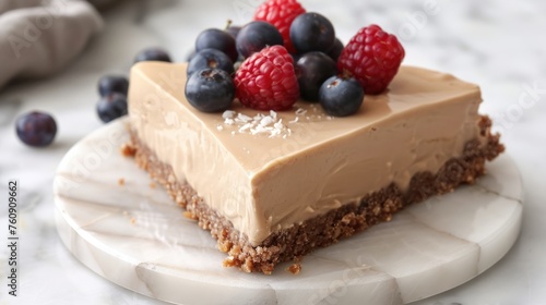 Raw vegan cheesecake with berries. Healthy sweed food concept