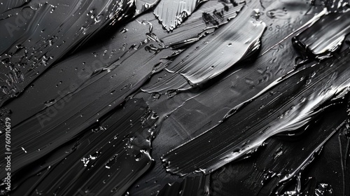 Artistic Black Paint Textures on Smooth Surface