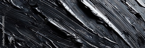 Artistic Black Paint Textures on Smooth Surface