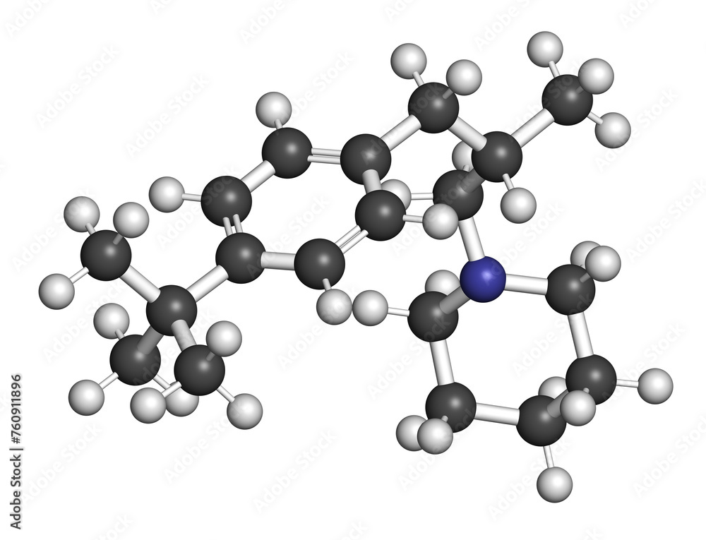Fenpropidin fungicide molecule. Fenpropidin fungicide molecule.