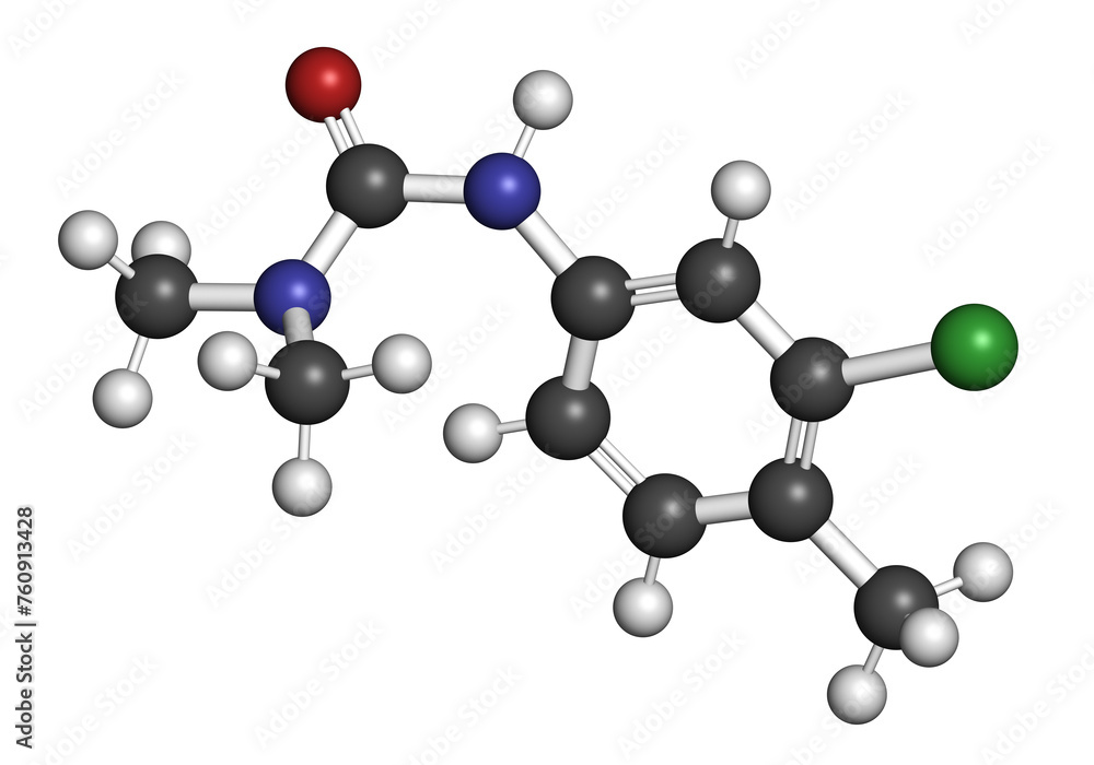 Chlorotoluron herbicide molecule. Chlorotoluron herbicide molecule.
