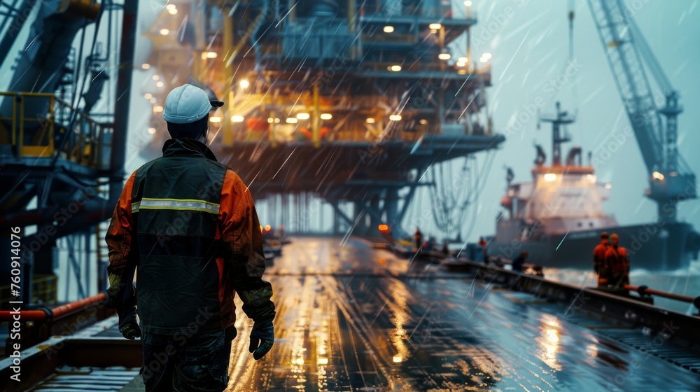 worker performing a task checking the functions of a pneumatic control valve in an offshore oil and gas process platform, technician worker performing a task checking the functions of a pneumatic control valve in an offshore oil and gas process platform, technician