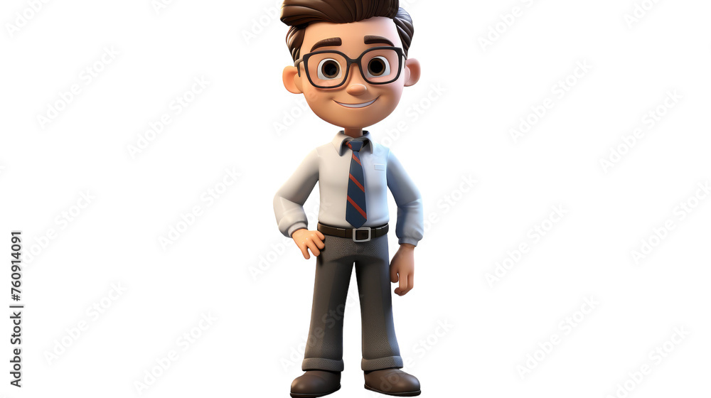 A quirky cartoon man with glasses and a tie, lost in thought