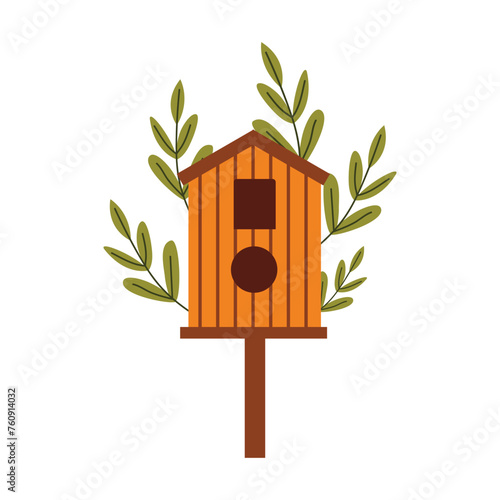 Vector birdhouse. Wooden house for birds. Spring birdhouse. Hand drawn style. White isolated background. © Hanna Perelygina