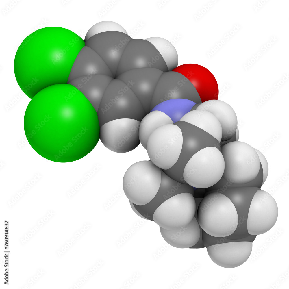 AH-7921 opioid analgesic drug molecule. AH-7921 opioid analgesic drug molecule.