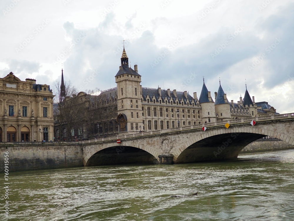 Paris view across River Seine. 