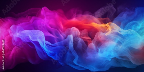 Colorful Smoke Billows in Air on Black Background