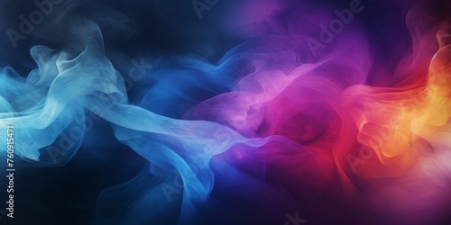 Group of Colorful Smokes on Black Background