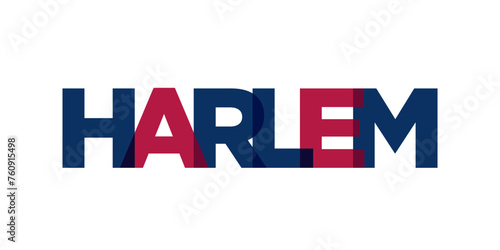Harlem, New York, USA typography slogan design. America logo with graphic city lettering for print and web.