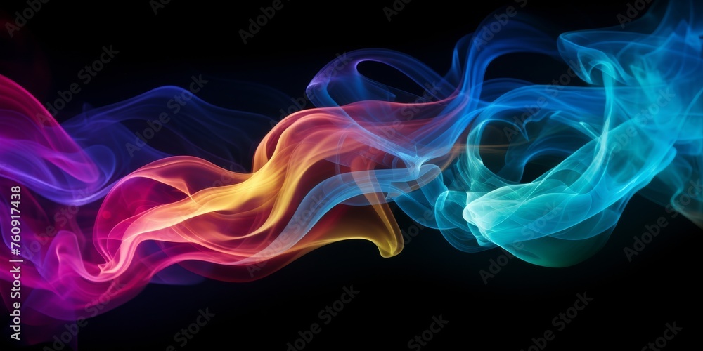 Vibrant Colorful Smoke on Black Background Vibrant Colorful Smoke on Black Background