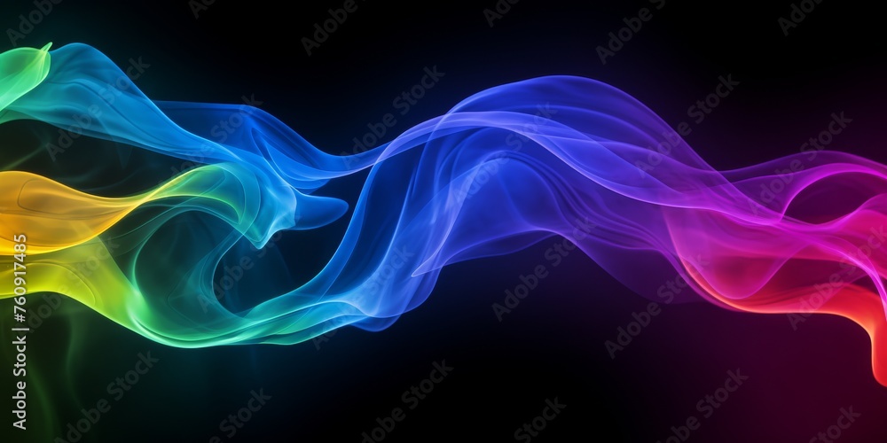 Multicolored Wave of Smoke on Black Background Multicolored Wave of Smoke on Black Background