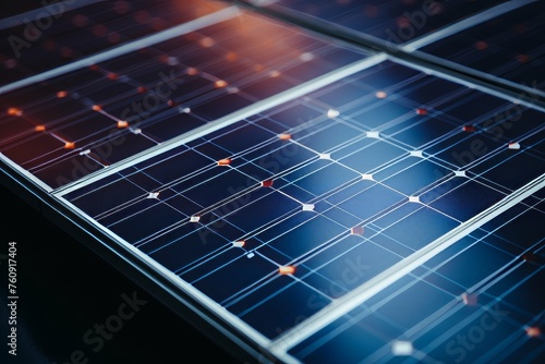 A detailed close-up view of solar panels used for generating renewable energy in a sustainable way