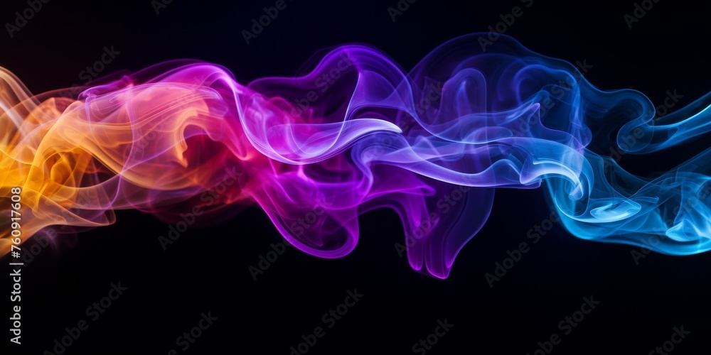 Colorful Smoke Against Black Background Colorful Smoke Against Black Background