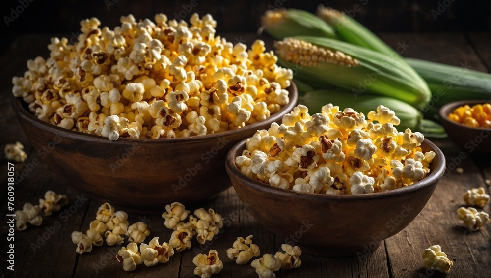 Rustic popcorn and corn Rustic popcorn and corn