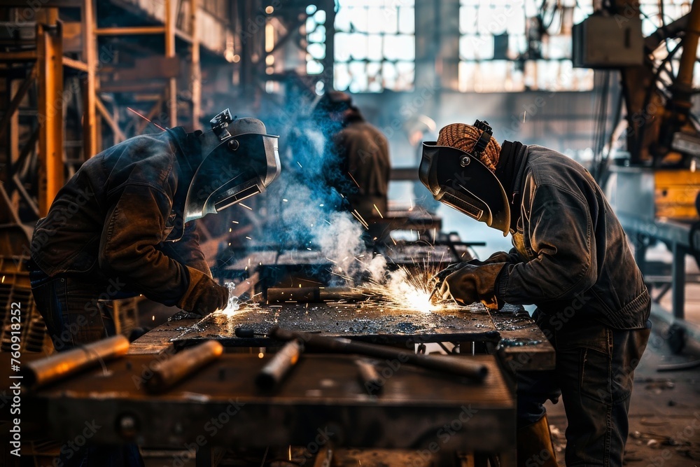 male welder working in a factory male welder working in a factory