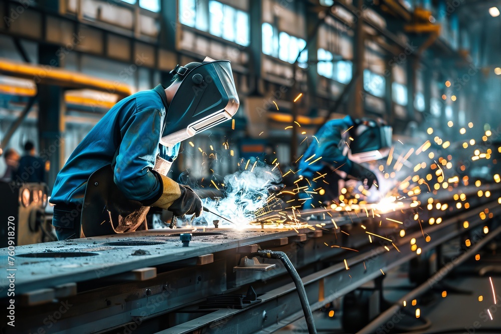 male welder working in a factory male welder working in a factory