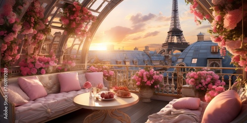 Balcony Overlooking Eiffel Tower