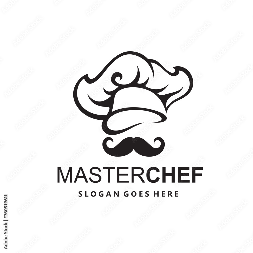 illustration of monochrome mustachioed chef isolated on white background illustration of monochrome mustachioed chef isolated on white background